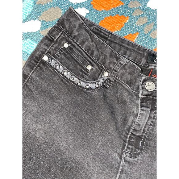 Earl Jeans Black Wash Embellished Rhinestones size 10 GUC Jeggings - Picture 7 of 12